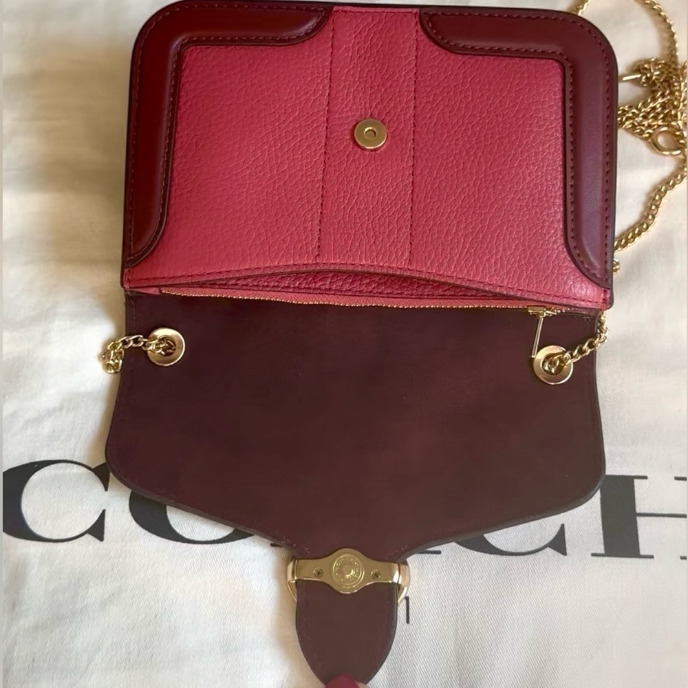 COACH NWOT Georgie Crossbody Oxblood & Wine Leather Mini Clutch Bag 7287 - Picture 7 of 17
